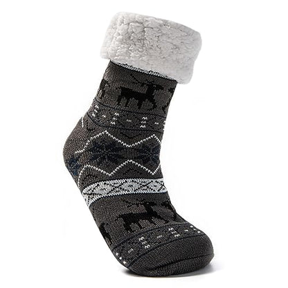 JOMIX Winter Stoppersocken Herren Dicke Socken Rutschfeste Hüttensocken Weihnachts Anti-Rutsch Sohle Gestreifte Flauschige Haussocken Plüschsocken
