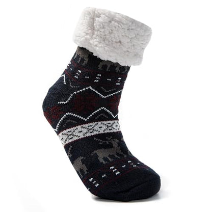 JOMIX Winter Stoppersocken Herren Dicke Socken Rutschfeste Hüttensocken Weihnachts Anti-Rutsch Sohle Gestreifte Flauschige Haussocken Plüschsocken