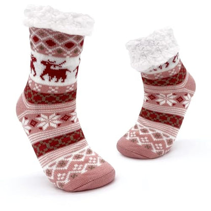 JOMIX Winter Stoppersocken Damen Dicke Socken Rutschfeste Hüttensocken Anti-Rutsch Sohle Flauschige Haussocken Plüschsocken