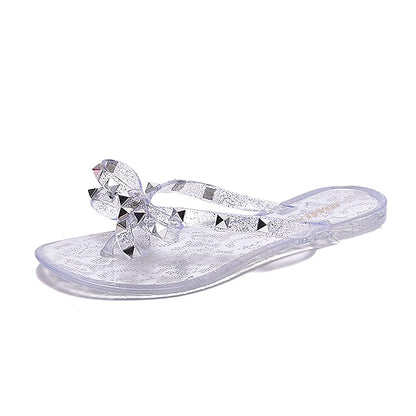 JOMIX Sommer Sandalen Keilabsatz Flip Flops Damen Elegant Zehentrenner Damen Glitzer Strasssteine Sandaletten Weiche Fußbett Pool Meer Strand Outdoor