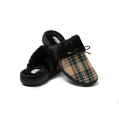 JOMIX Hausschuhe Damen Winter Pantoletten Gefütterte Pantoffeln Plüsch Rutschfeste Slippers mit Fußbett Warme Schlappen mit Schleifen