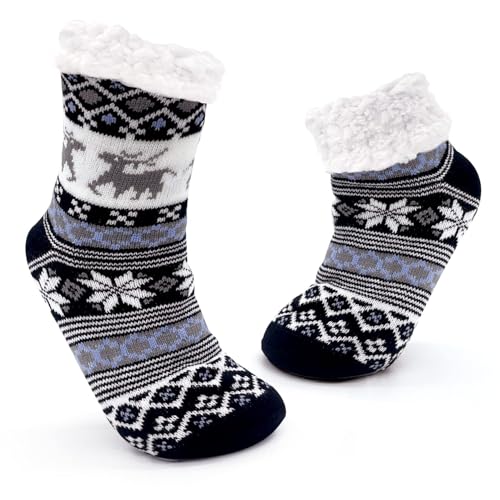 JOMIX Winter Stoppersocken Damen Dicke Socken Rutschfeste Hüttensocken Anti-Rutsch Sohle Flauschige Haussocken Plüschsocken