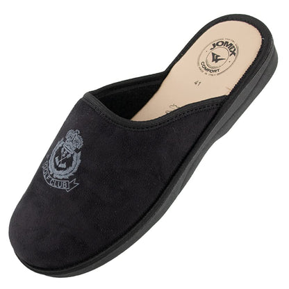 JOMIX Herren Hausschuhe Bequeme Leder Fußbett Pantoffeln Weiche Italien Pantoletten Rutschfeste Gummisohle Indoor Outdoor