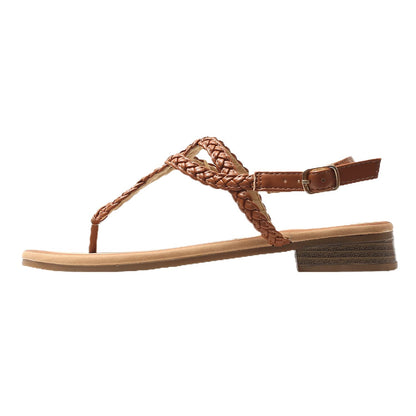 JOMIX Sandalen Damen Sommer Flache Zehentrenner Freizeit Bohemia Flip Flops Elegant Bequeme Strandschuhe mit Riemchen