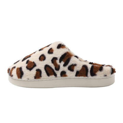 JOMIX Damen Hausschuhe Winter Leopard Pantoffeln Warme Plüsch Baumwolle Bequeme Slippers Rutschfeste Puschen
