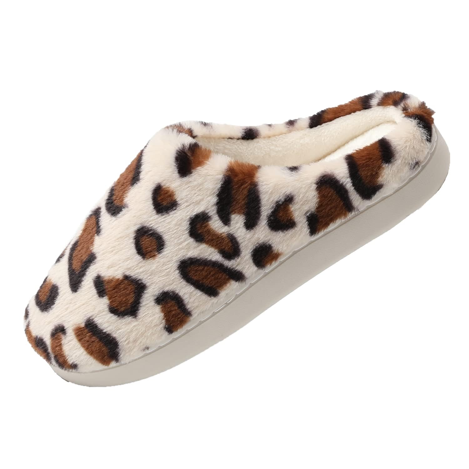 JOMIX Damen Hausschuhe Winter Leopard Pantoffeln Warme Plüsch Baumwolle Bequeme Slippers Rutschfeste Puschen