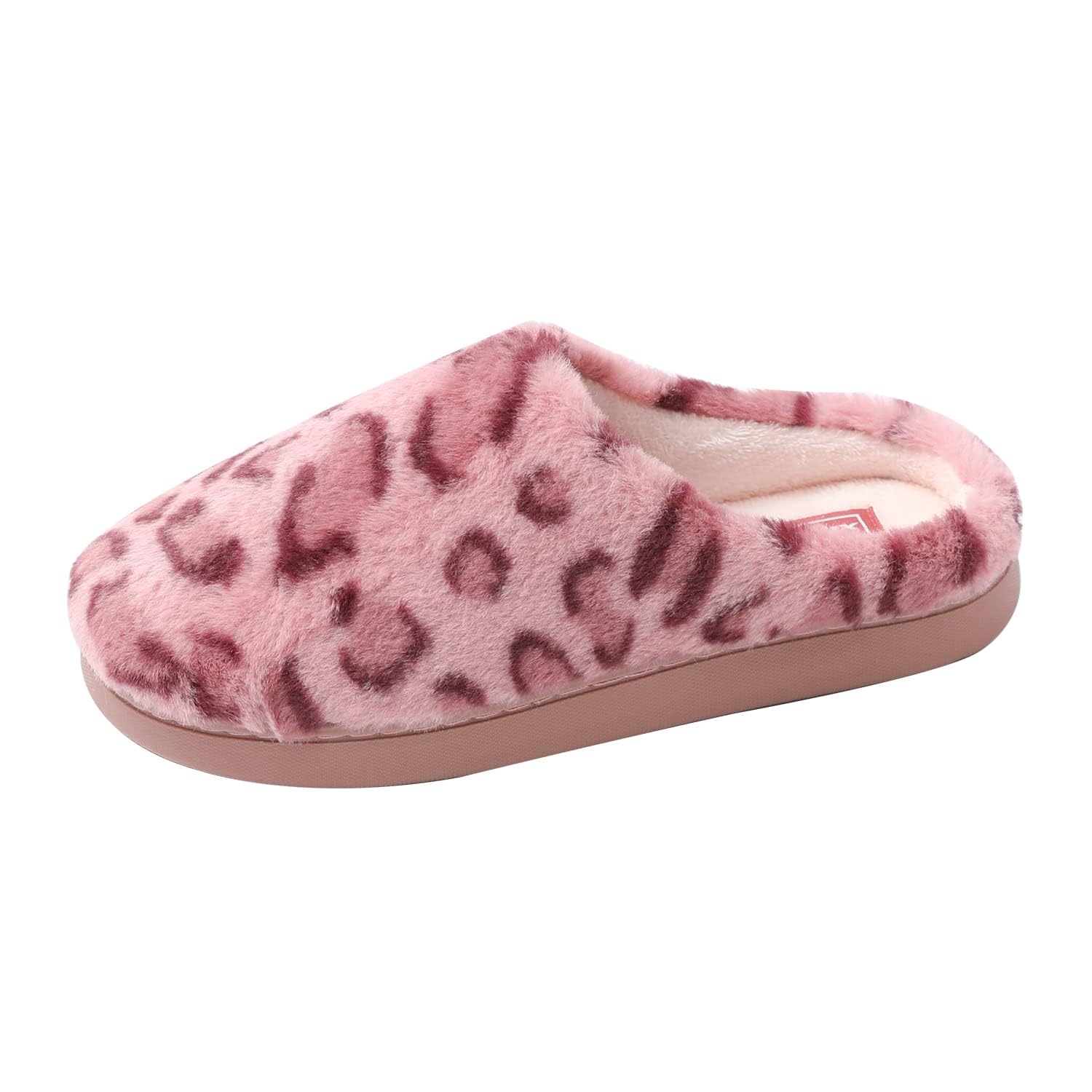 JOMIX Damen Hausschuhe Winter Leopard Pantoffeln Warme Plüsch Baumwolle Bequeme Slippers Rutschfeste Puschen