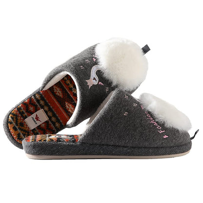 JOMIX Hausschuhe Damen Winter Warm Gefüttert Rutschfest Geschlossene Zehen Leicht Leise Pantoffeln Mit Plüschfutter Gummisohle in Velours Optik Mule Sabot für Zuhause