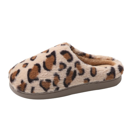 JOMIX Damen Hausschuhe Winter Leopard Pantoffeln Warme Plüsch Baumwolle Bequeme Slippers Rutschfeste Puschen