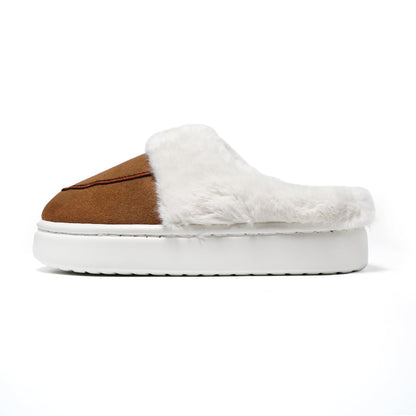 JOMIX Hausschuhe Damen Winter Plateau Pantoletten Pantoffeln Plüsch Latschen Bequeme Kork Fußbett Outdoor Slippers