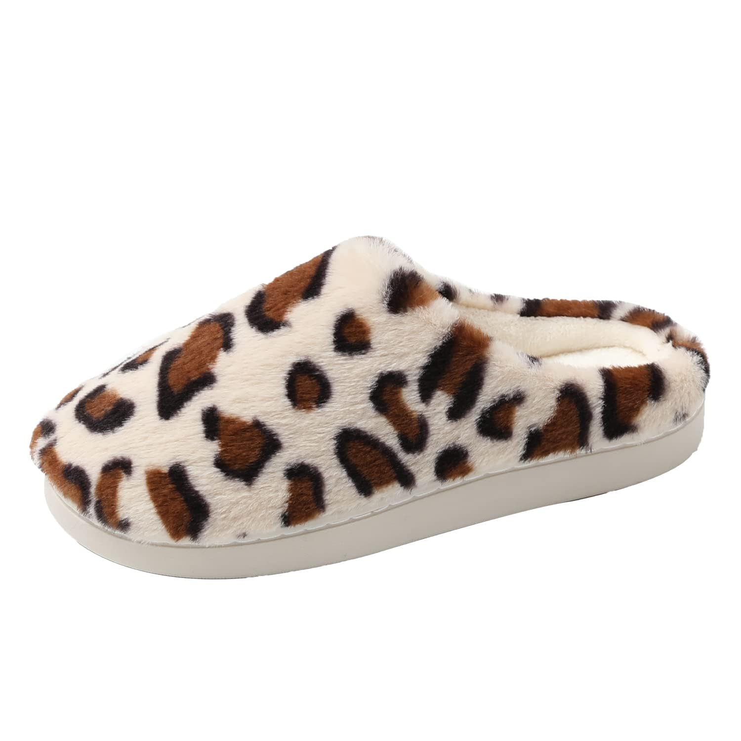 JOMIX Damen Hausschuhe Winter Leopard Pantoffeln Warme Plüsch Baumwolle Bequeme Slippers Rutschfeste Puschen