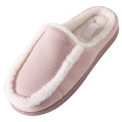 JOMIX Hausschuhe Damen Winter Warm Gefüttert Rutschfest Geschlossene Zehen Leicht Leise Pantoffeln Mit Plüschfutter Gummisohle in Velours Optik Mule Sabot für Zuhause