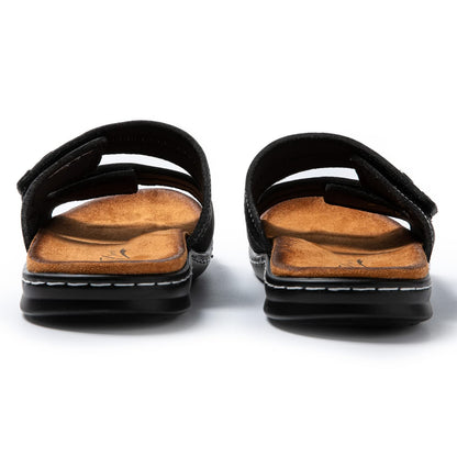 Jomix Sommer Sandalen Herren Weiche Kunstleder Pantoletten Herren Klettverschluss Latschen Rutschfeste Gummisohle Meer Strand Outdoor