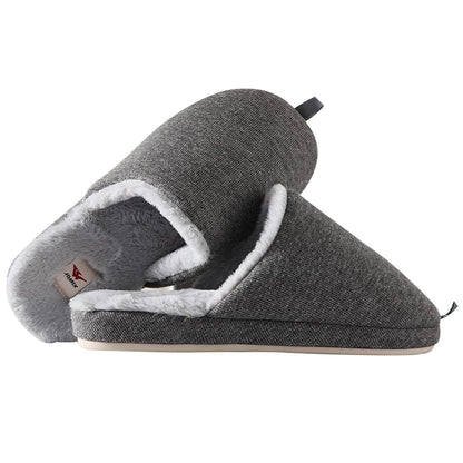 JOMIX Hausschuhe Damen Winter Warm Gefüttert Rutschfest Geschlossene Zehen Leicht Leise Pantoffeln Mit Plüschfutter Gummisohle in Velours Optik Mule Sabot für Zuhause