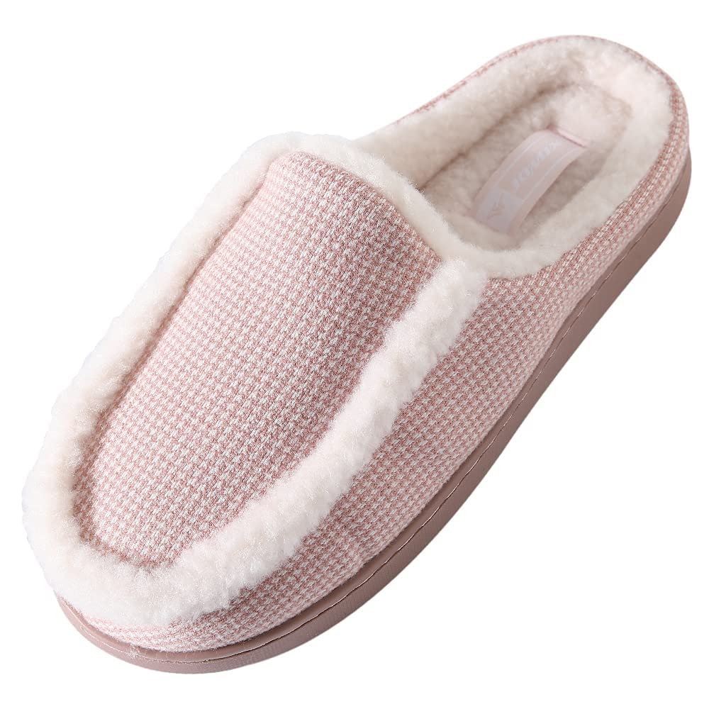 JOMIX Hausschuhe Damen Winter Warm Gefüttert Rutschfest Geschlossene Zehen Leicht Leise Pantoffeln Mit Plüschfutter Gummisohle in Velours Optik Mule Sabot für Zuhause