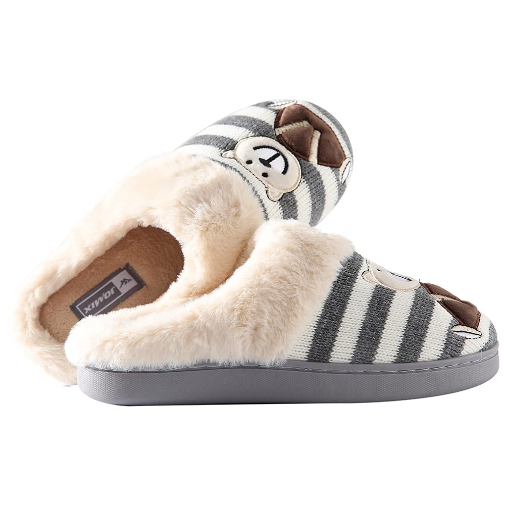 JOMIX Winter Hausschuhe Damen Bären Weiche Pantoffeln Warme Plüsch Gefüttert Puschen Slippers Indoor