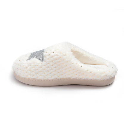 JOMIX Hausschuhe Damen Winter Pantoffeln mit Herzen Warme Schlappen mit Stern Gefütterte Plüsch Pantoletten mit Fußbett Rutschfeste Slippers