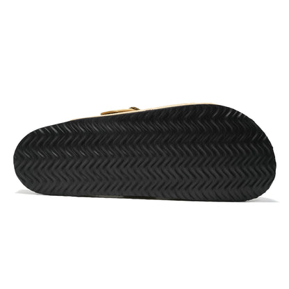 JOMIX Pantoletten Herren Sommer Clogs Leder Sandalen Bequeme Kork Fußbett Strand Outdoor