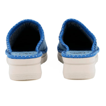 JOMIX Hausschuhe Damen Pantoletten mit Absatz Winter Bequeme Kunstwildleder Pantoffeln Made in Italy