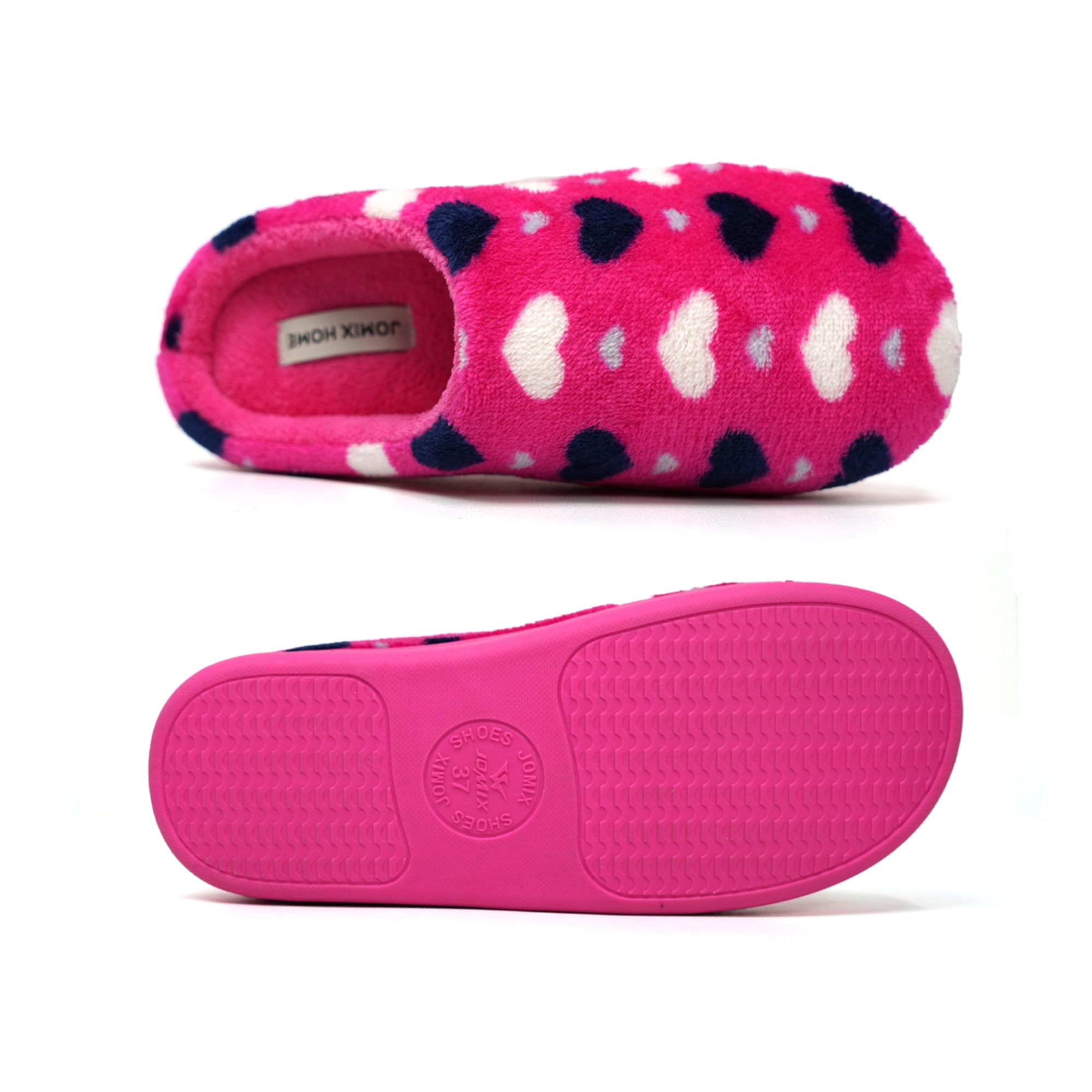 JOMIX Pantofole Donna Invernali Calde Ciabatte Ragazze Pelose con Cuoricini