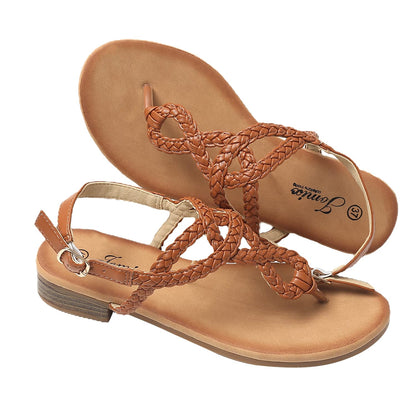 JOMIX Sandalen Damen Sommer Flache Zehentrenner Freizeit Bohemia Flip Flops Elegant Bequeme Strandschuhe mit Riemchen