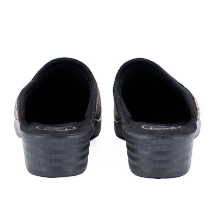JOMIX Hausschuhe Damen Pantoletten mit Absatz Winter Bequeme Bedruckte Pantoffeln Made in Italy
