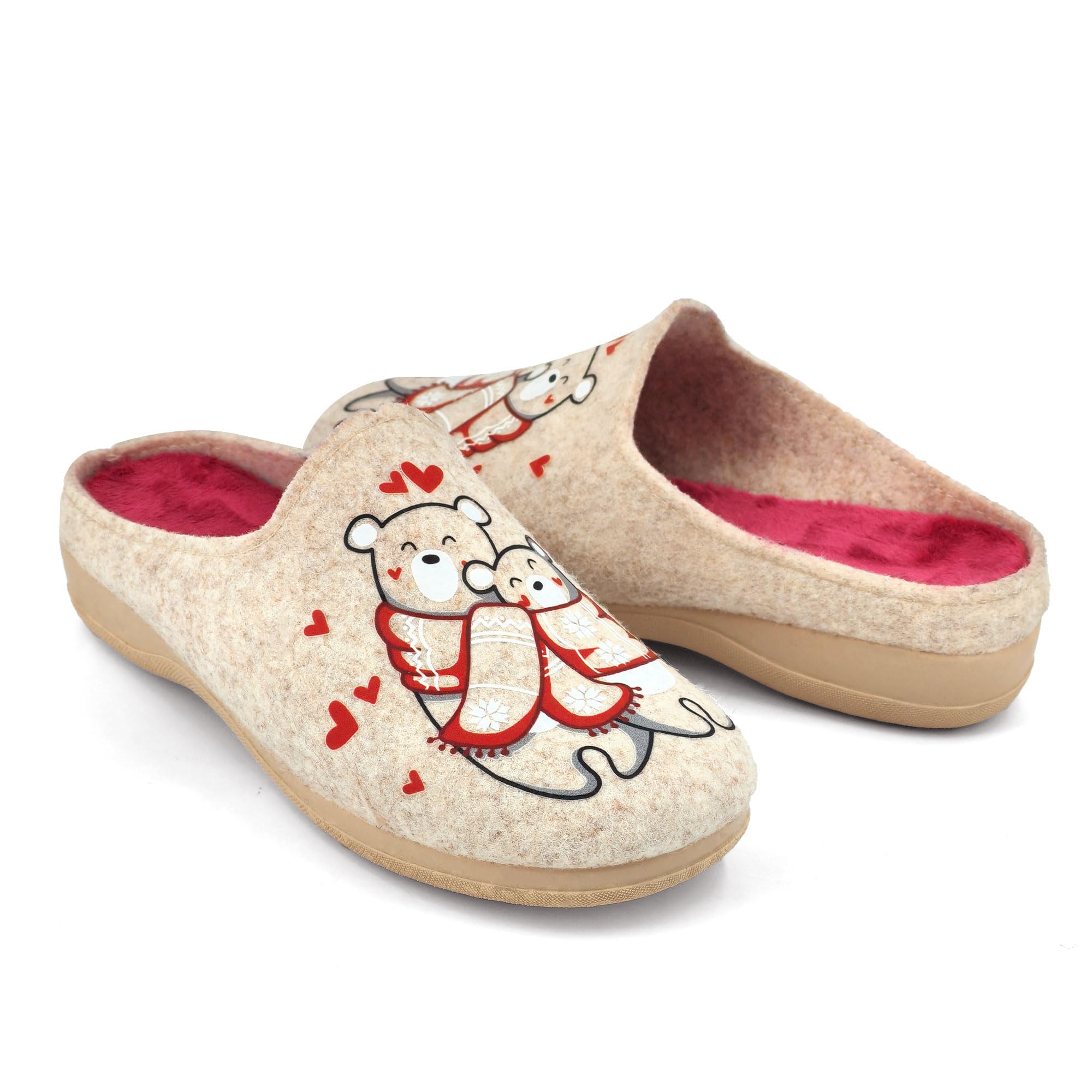 JOMIX Warme Flizpantoffeln Damen Hausschuhe Winter Gefütterte Pantoffeln Plüsch Slippers Rutschfeste Puschen mit Fußbett