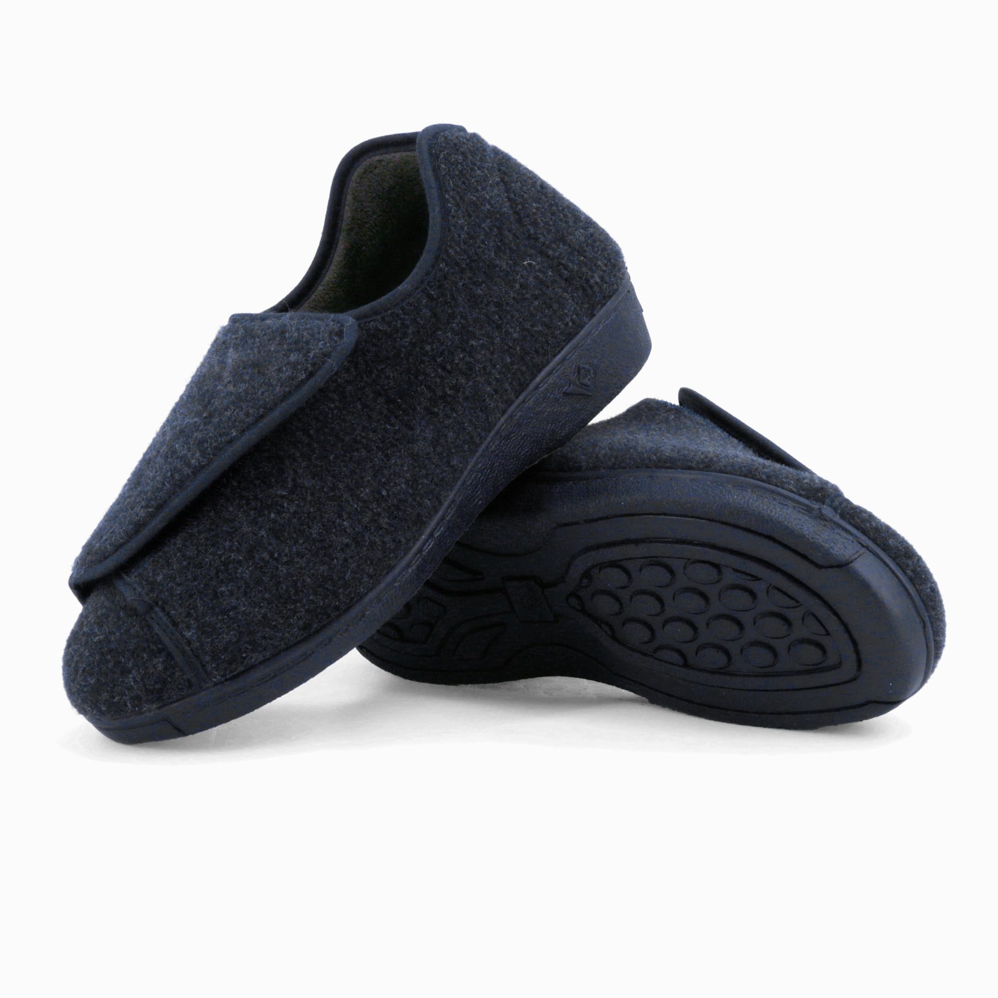 Hausschuhe für diabetiker und geschwollene Füße Damen Orthopädische Komfort Pantoffeln mit Klett Extra Weite Rutschfeste Sohle Warm Gefüttert mit Wollfilz