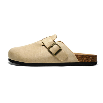 JOMIX Pantoletten Herren Sommer Clogs Leder Sandalen Bequeme Kork Fußbett Strand Outdoor