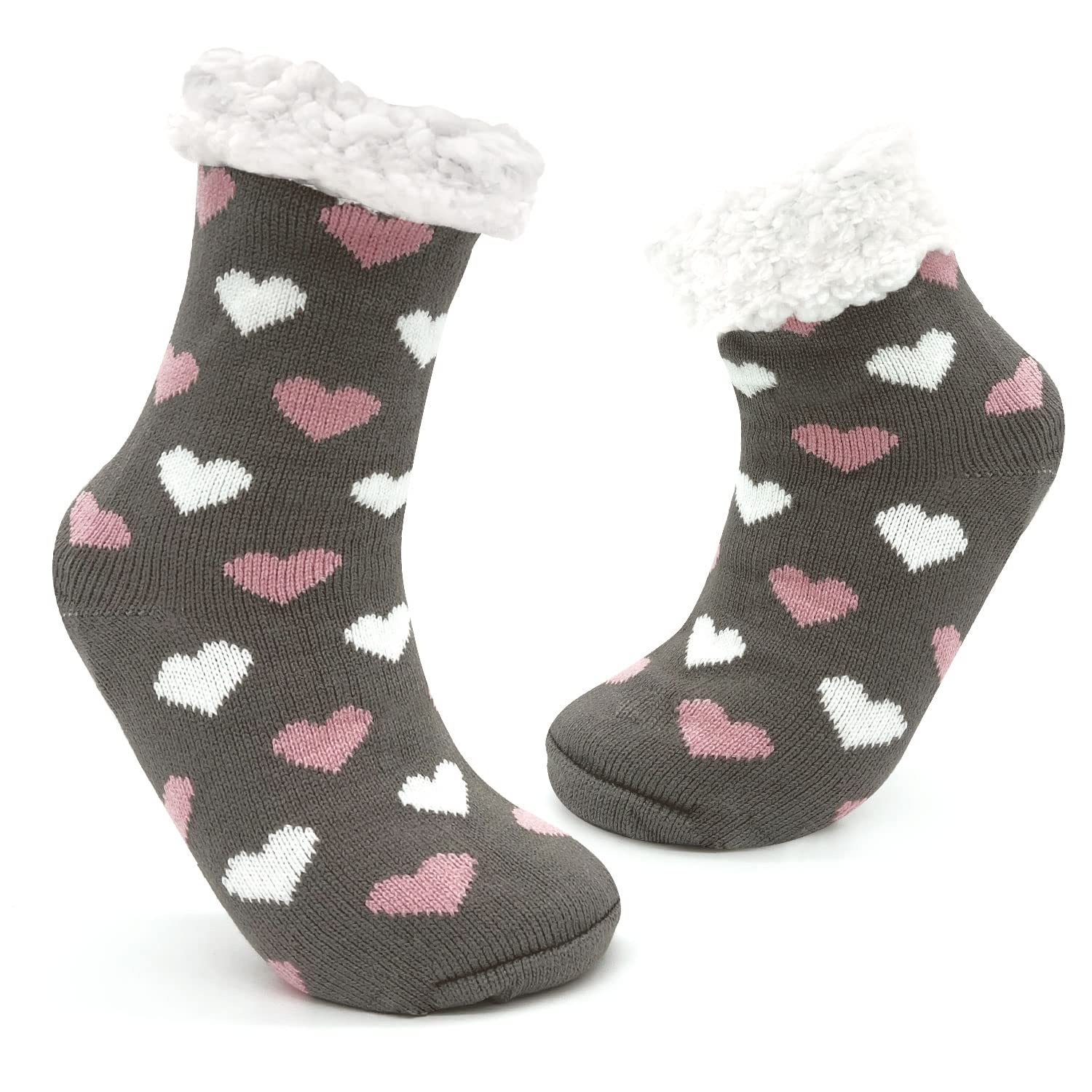 JOMIX Winter Stoppersocken Damen Dicke Socken Rutschfeste Hüttensocken Anti-Rutsch Sohle Flauschige Haussocken Plüschsocken