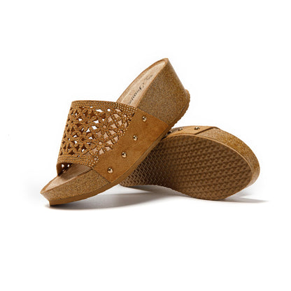 JOMIX Damen Sommer Sandalen Pantoletten Clogs Dicke Sohle Kork Hausschuhe mit Keilabsatz Weiche Strand Meer Sommerschuhe