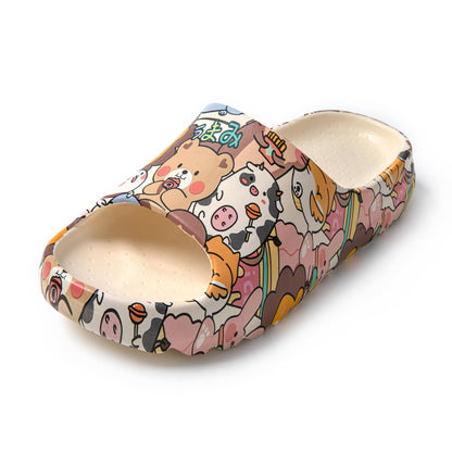 JOMIX Damen Badelatschen Sommer Dicke Sole Pantoletten 100% EVA Weiche Badeschuhe Süße Schlappen Lustig Sandalen