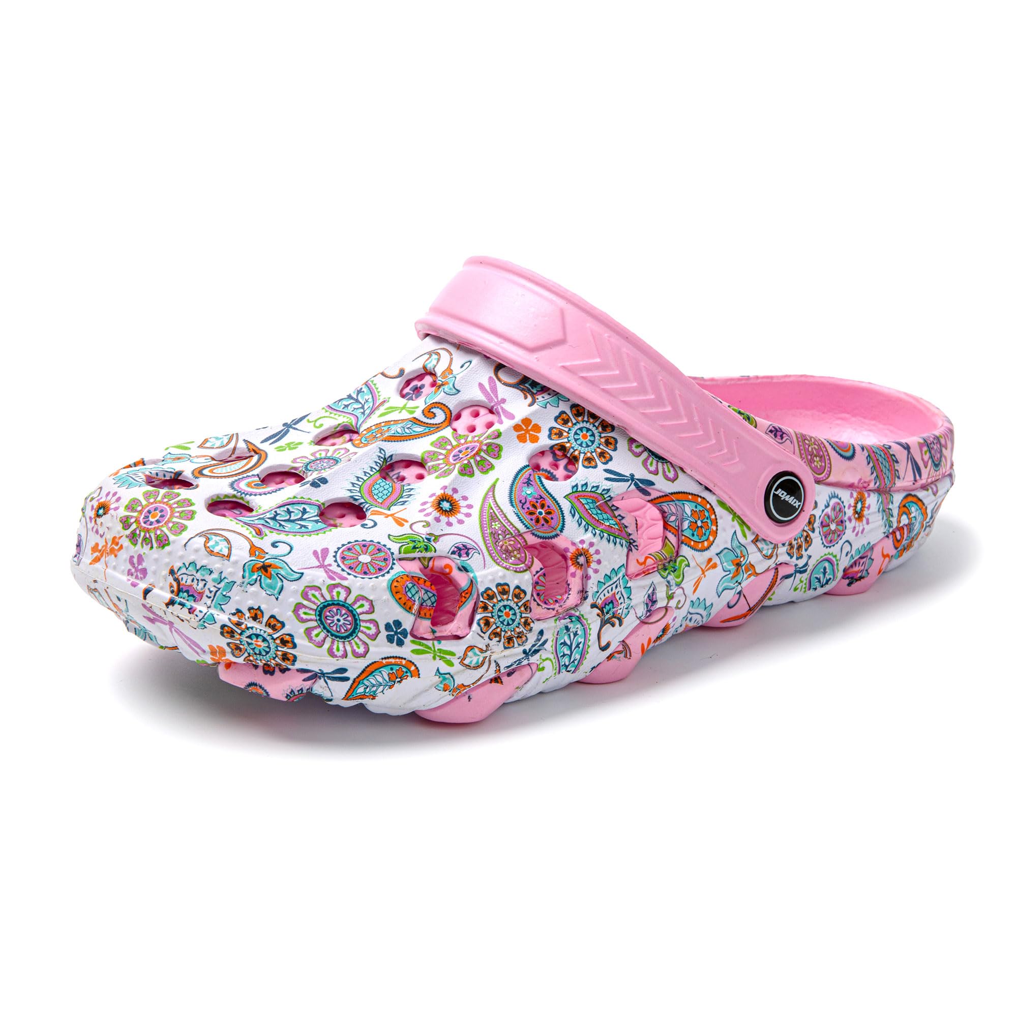 JOMIX Damen Clogs mit Fußbett Sommer Bunte Gartenschuhe Arbeitsclogs Anti-Rutsch Leicht Gummi Hausschuhe Pantoletten Wandern Meer Strand Pool