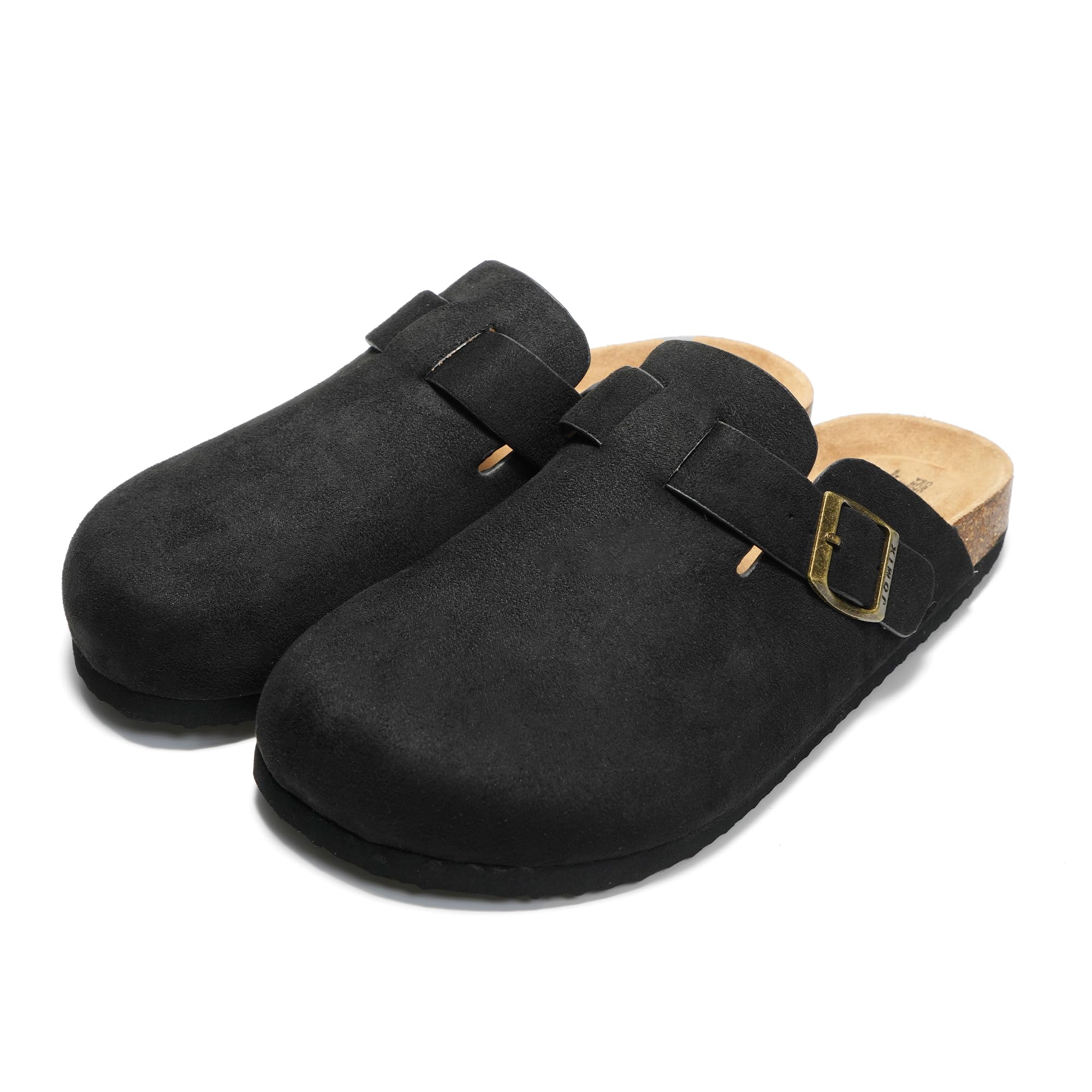 JOMIX Pantoletten Herren Sommer Clogs Leder Sandalen Bequeme Kork Fußbett Strand Outdoor