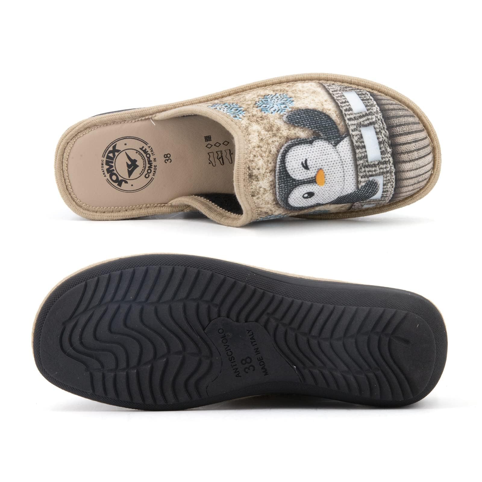 JOMIX Winter Hausschuhe Damen Bequeme Pantoffeln Bequeme Italien Slippers Indoor