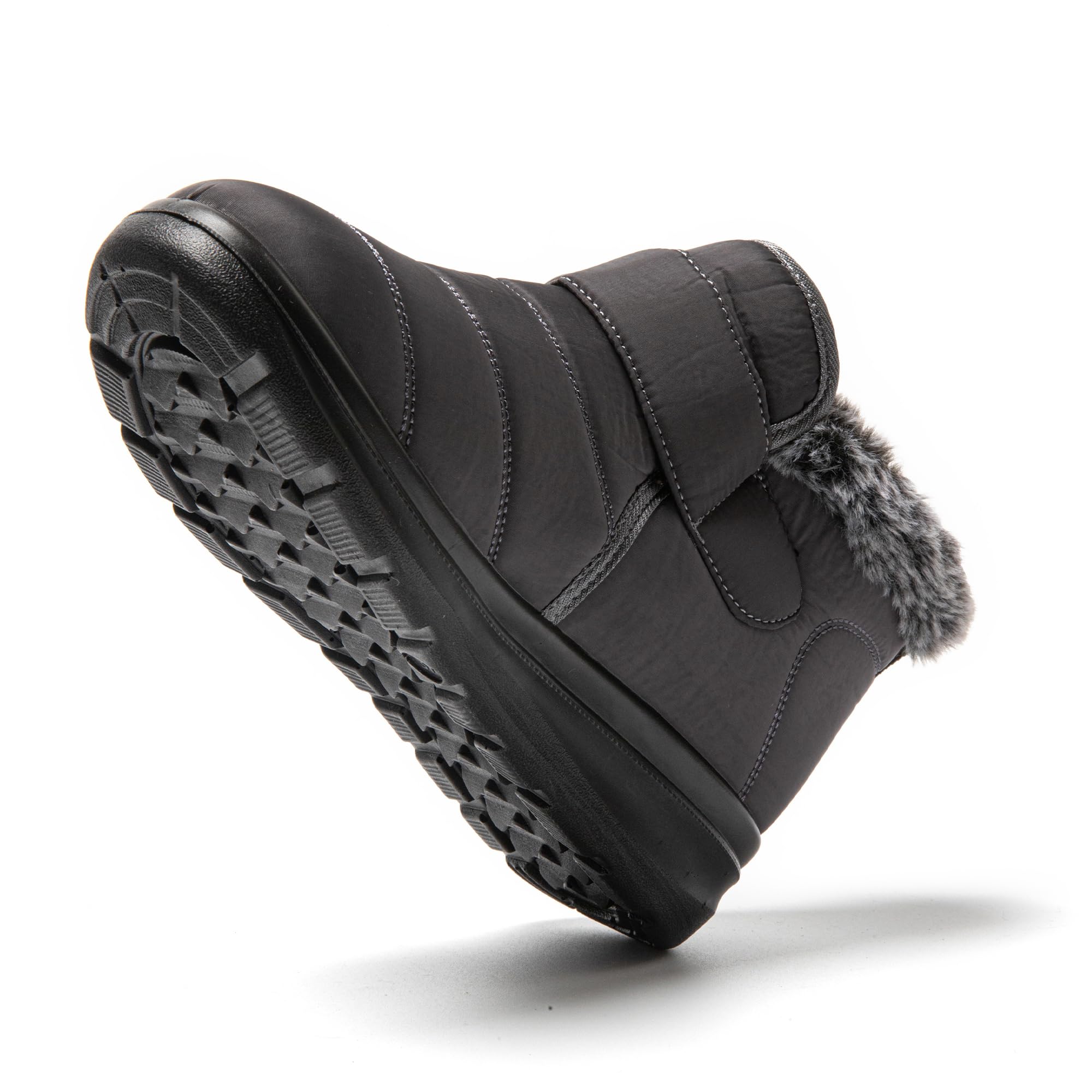 JOMIX Winterschuhe Damen Winterstiefel mit Klettverschluss Warme Hausschuhe Plüsch Wasserdicht Gefüttert Schuhe Rutschfest Outdoor Schuhe Plateau