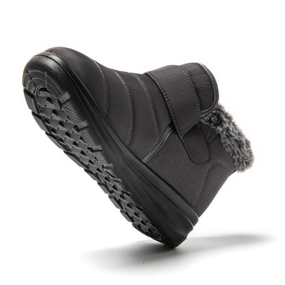 JOMIX Winterschuhe Damen Winterstiefel mit Klettverschluss Warme Hausschuhe Plüsch Wasserdicht Gefüttert Schuhe Rutschfest Outdoor Schuhe Plateau