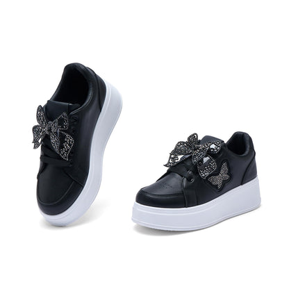 JOMIX Zapatillas Mujer Plataforma con Mariposa Zapatos Depotivos Adultos con Cordones Sneakers Elegantes Vestir Talla 36-41 EU