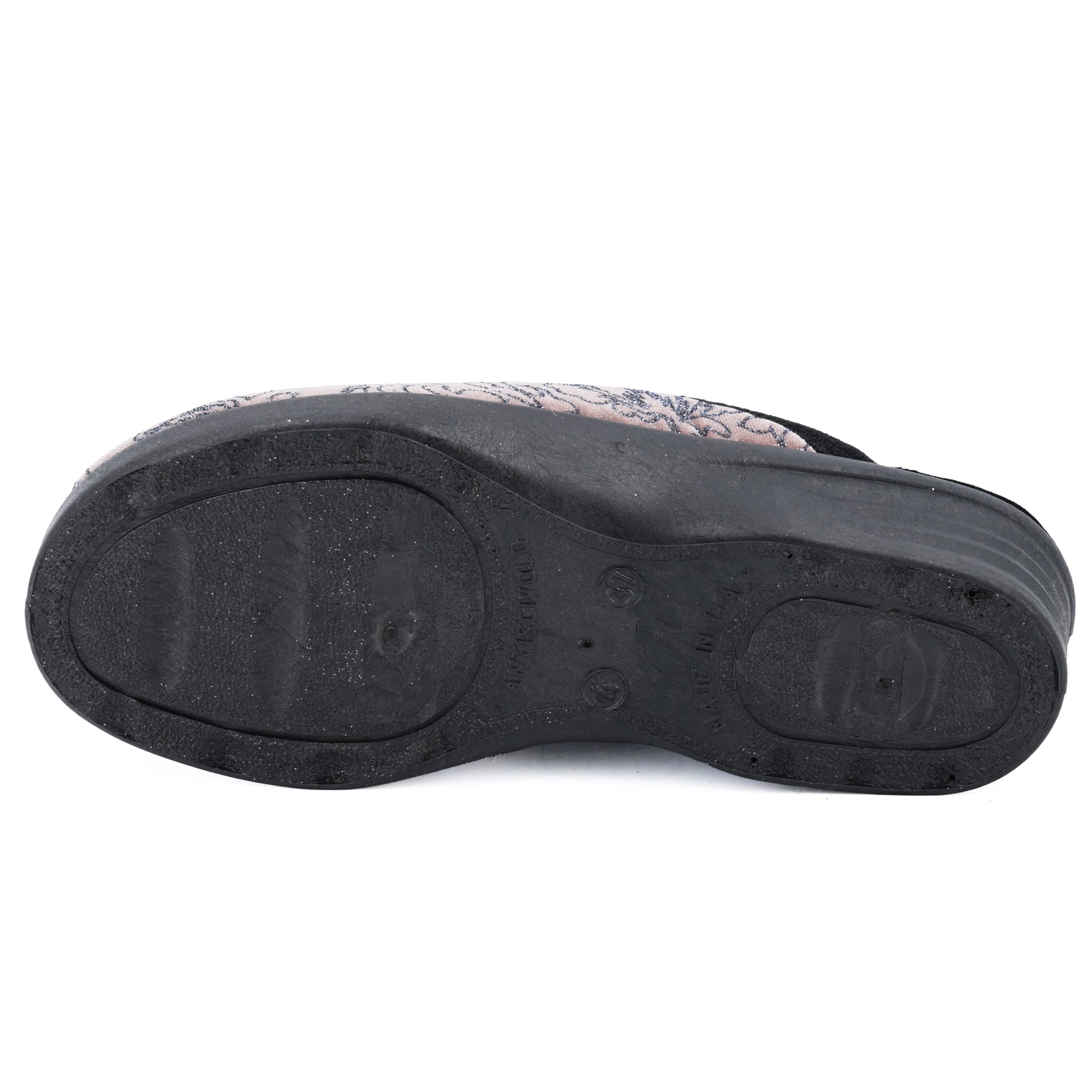 JOMIX Hausschuhe Damen Pantoletten mit Absatz Winter Bequeme Bedruckte Pantoffeln Made in Italy