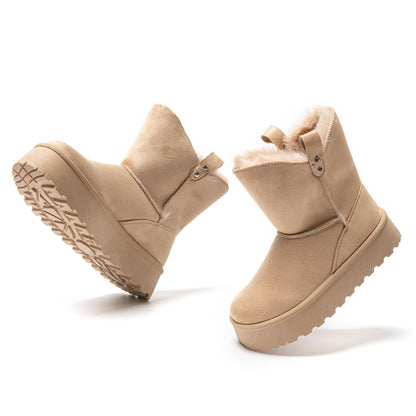 JOMIX Damen Winterstiefel Plateau Mini Winter Boots Bequeme Warm Gefüttert Schneestiefel Wasserdicht Rutschfeste Plattform Stiefel