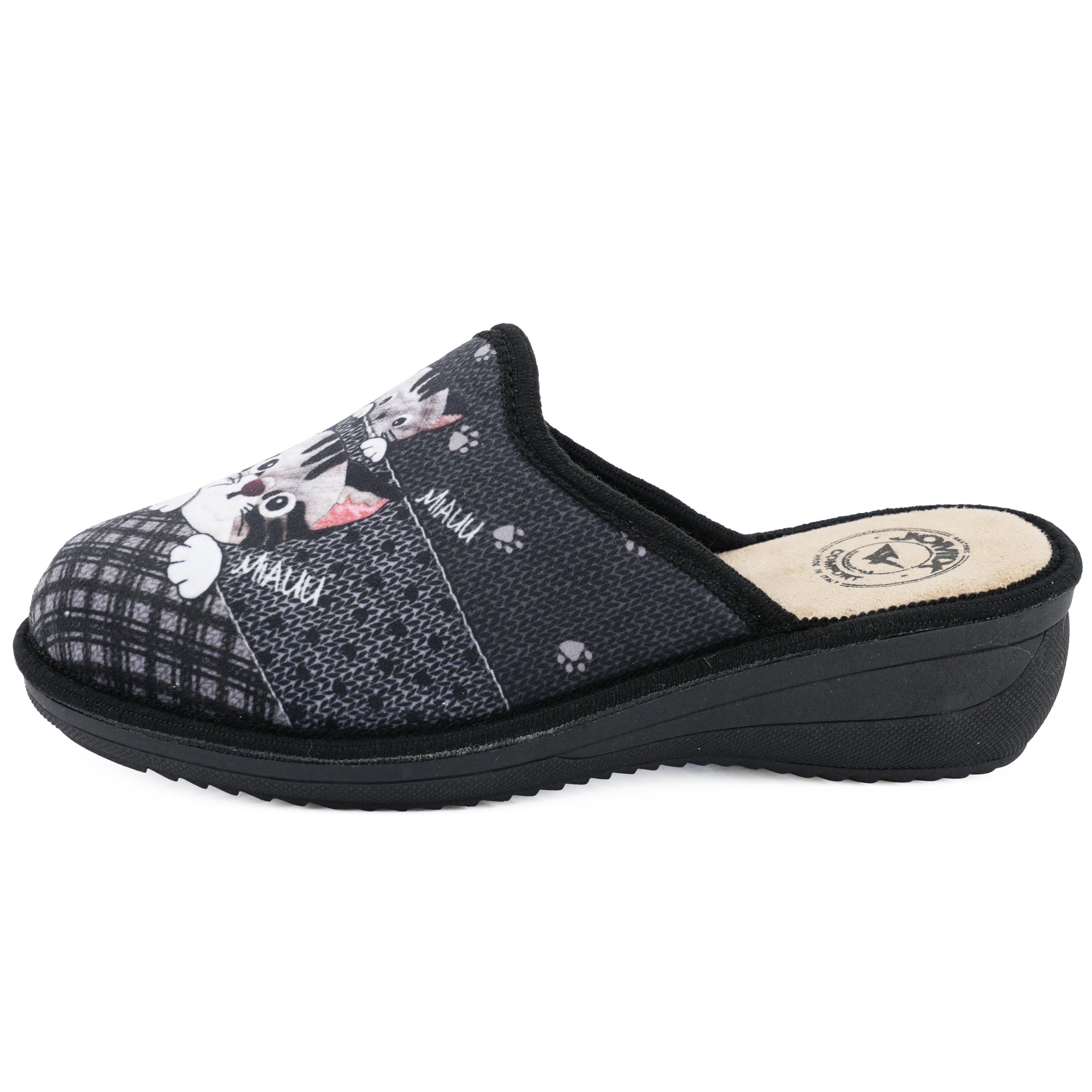 JOMIX Hausschuhe Damen Pantoletten mit Absatz Winter Bequeme Anatomische Pantoffeln Made in Italy