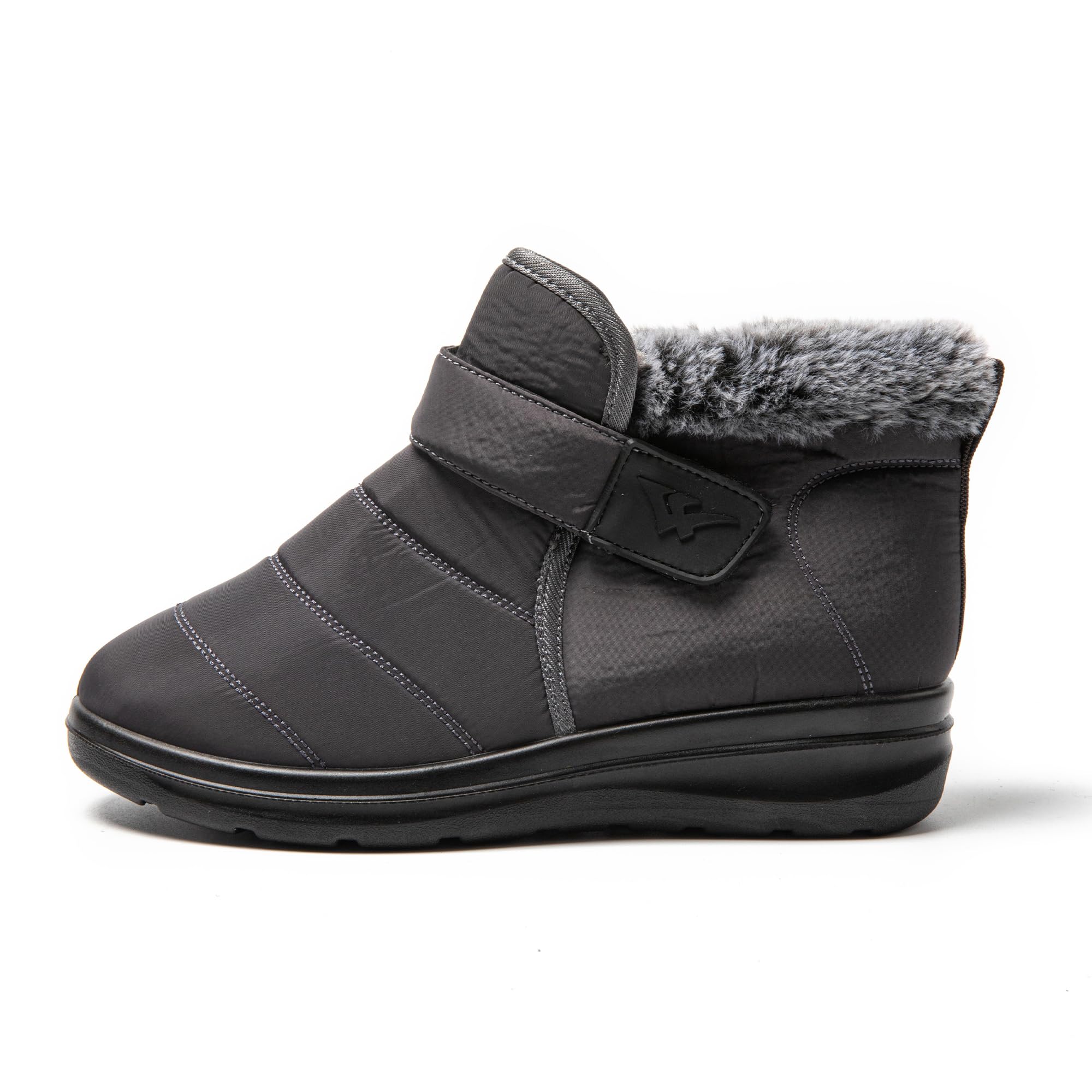 JOMIX Winterschuhe Damen Winterstiefel mit Klettverschluss Warme Hausschuhe Plüsch Wasserdicht Gefüttert Schuhe Rutschfest Outdoor Schuhe Plateau