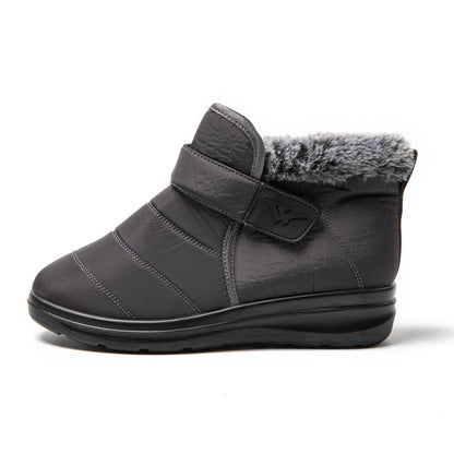 JOMIX Winterschuhe Damen Winterstiefel mit Klettverschluss Warme Hausschuhe Plüsch Wasserdicht Gefüttert Schuhe Rutschfest Outdoor Schuhe Plateau