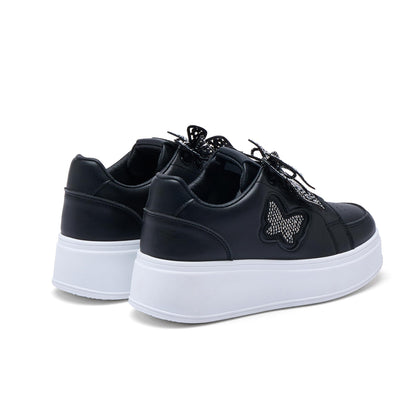 JOMIX Zapatillas Mujer Plataforma con Mariposa Zapatos Depotivos Adultos con Cordones Sneakers Elegantes Vestir Talla 36-41 EU