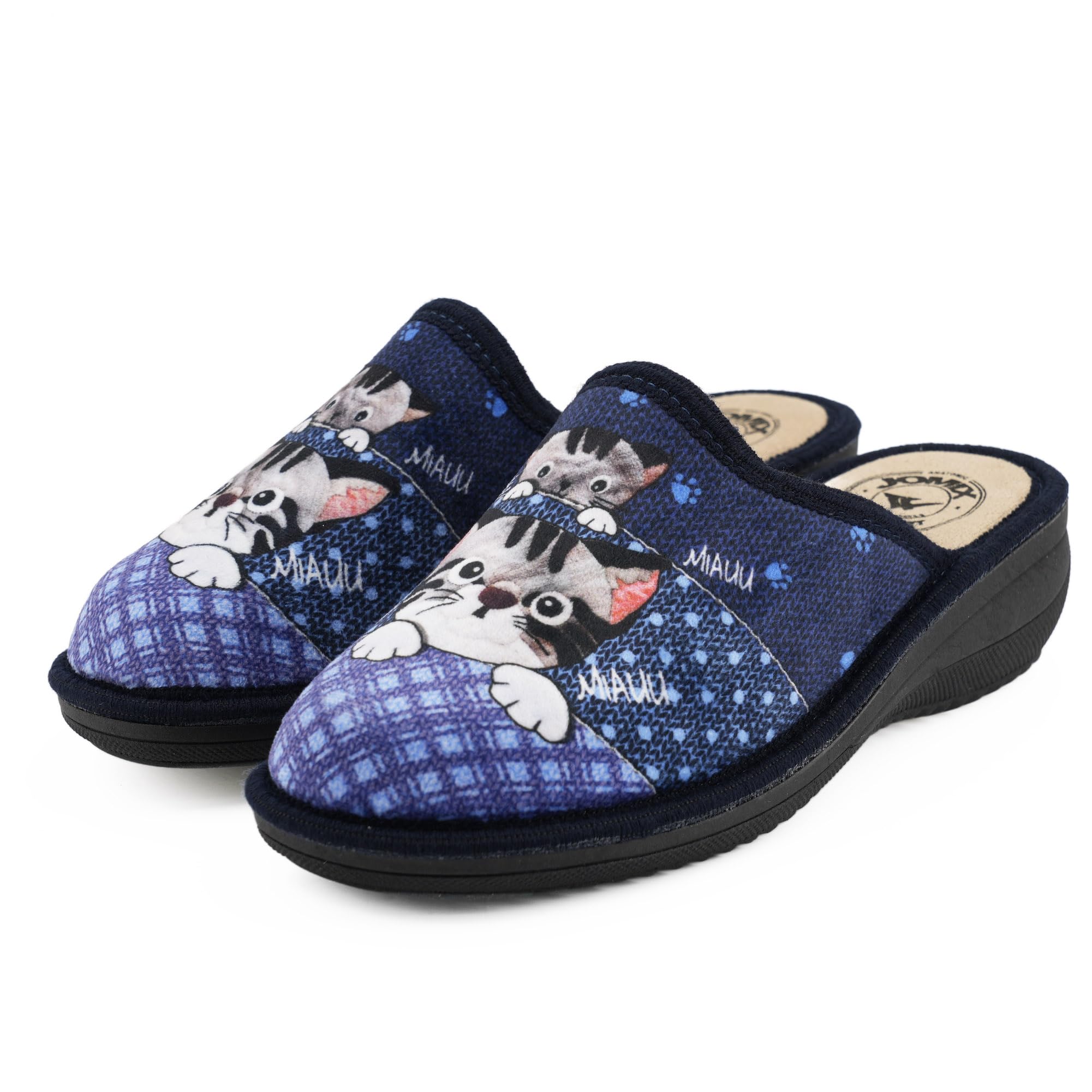 JOMIX Hausschuhe Damen Pantoletten mit Absatz Winter Bequeme Anatomische Pantoffeln Made in Italy