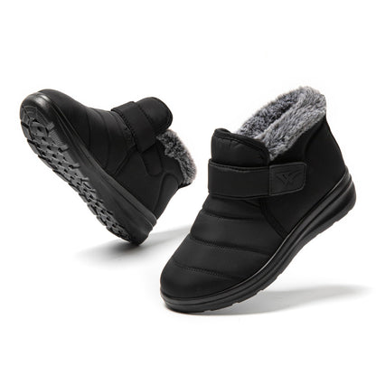 JOMIX Winterschuhe Damen Winterstiefel mit Klettverschluss Warme Hausschuhe Plüsch Wasserdicht Gefüttert Schuhe Rutschfest Outdoor Schuhe Plateau