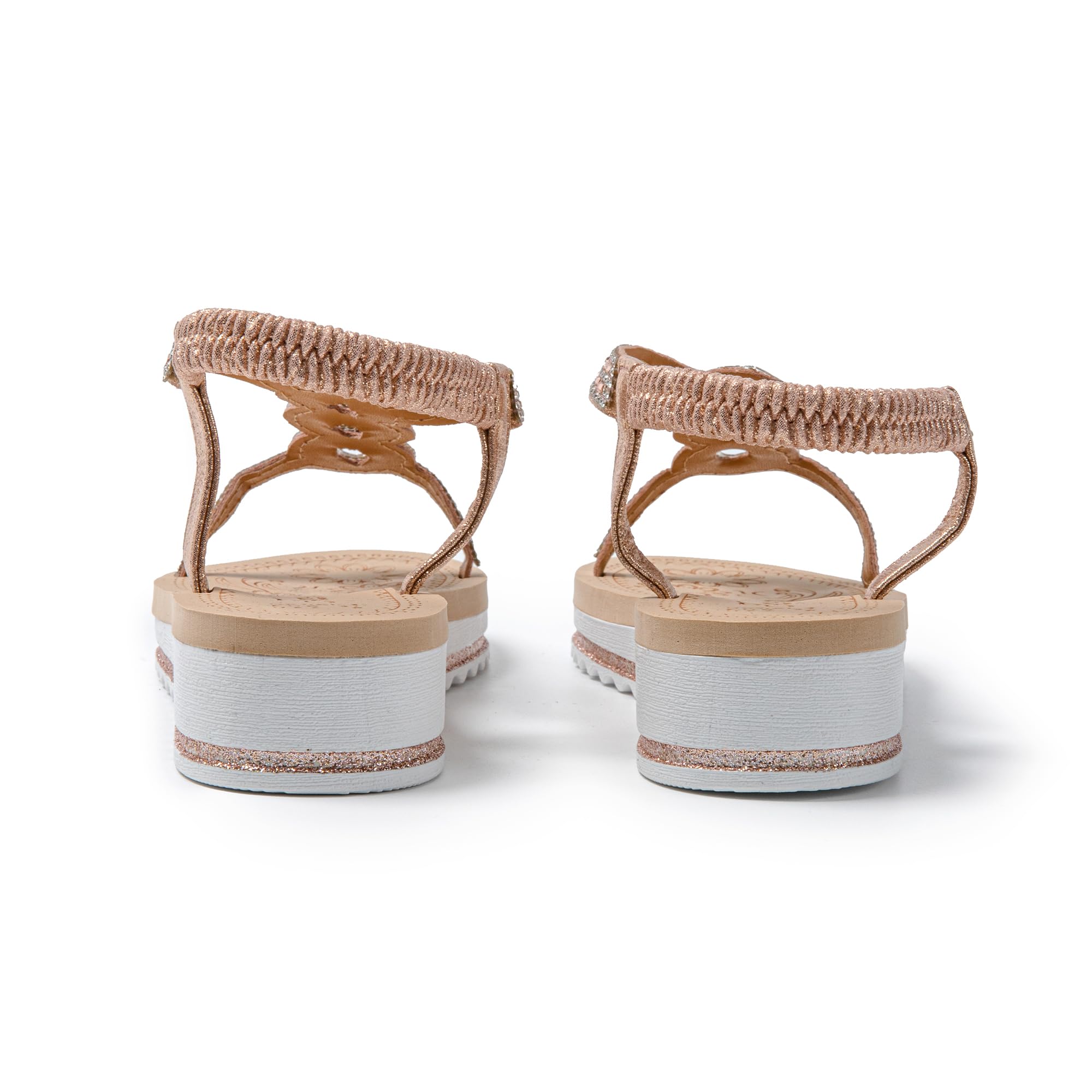 JOMIX Damen Sandalen Glitzer Bohemian Sandals mit Strass Bunte Strandschuhe Sommer Römersandalette