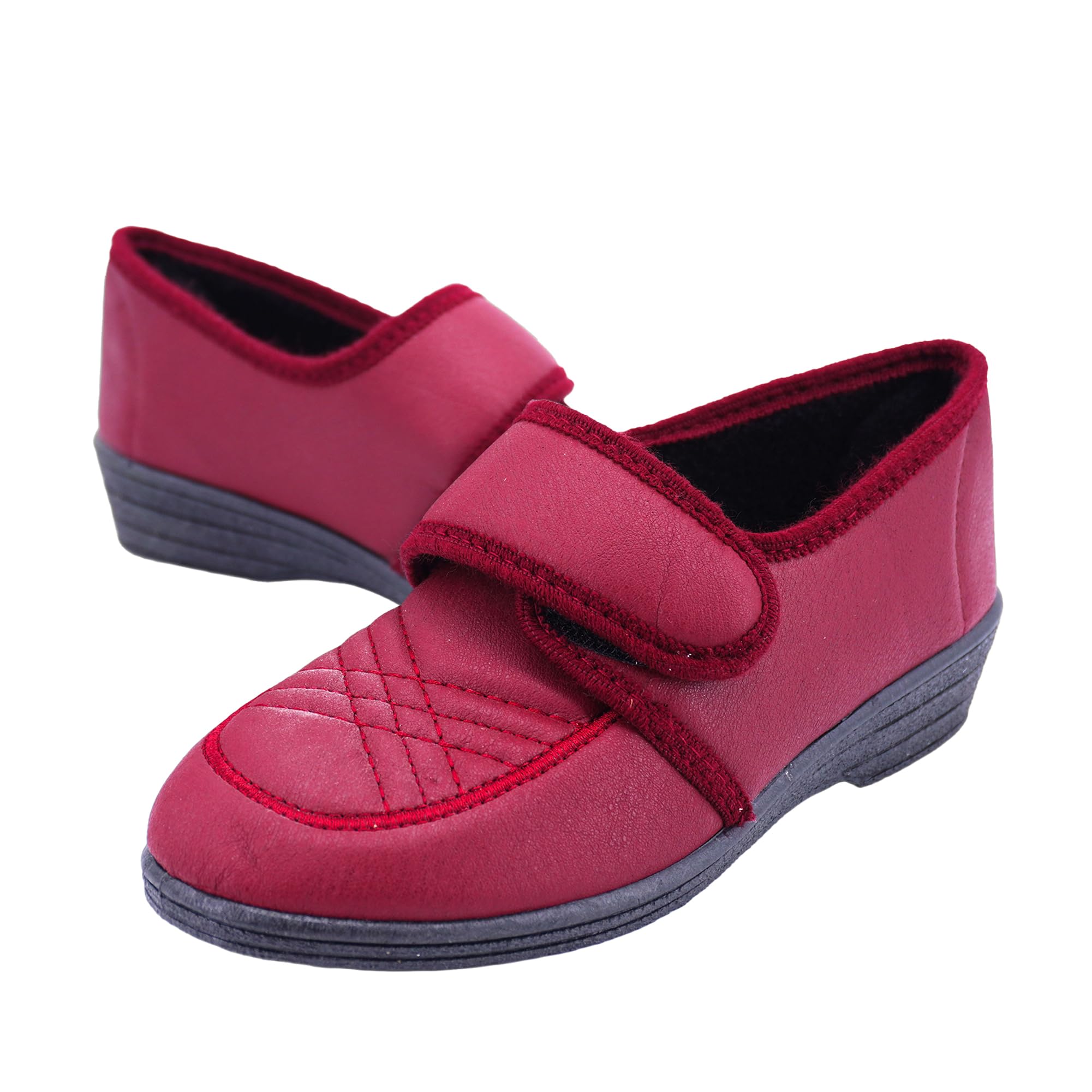 JOMIX Hausschuhe Damen mit Klettverschluss Orthopädisch Pantoffeln Anatomisch Weite Passform für Geschwollene Füße Hallux Valgus Rutschfeste Gummisohle Leicht und Bequem Hergestellt in Italien