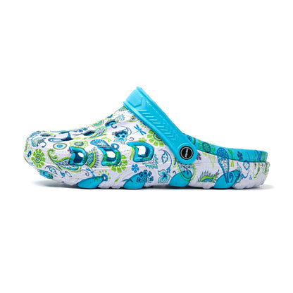 JOMIX Damen Clogs mit Fußbett Sommer Bunte Gartenschuhe Arbeitsclogs Anti-Rutsch Leicht Gummi Hausschuhe Pantoletten Wandern Meer Strand Pool