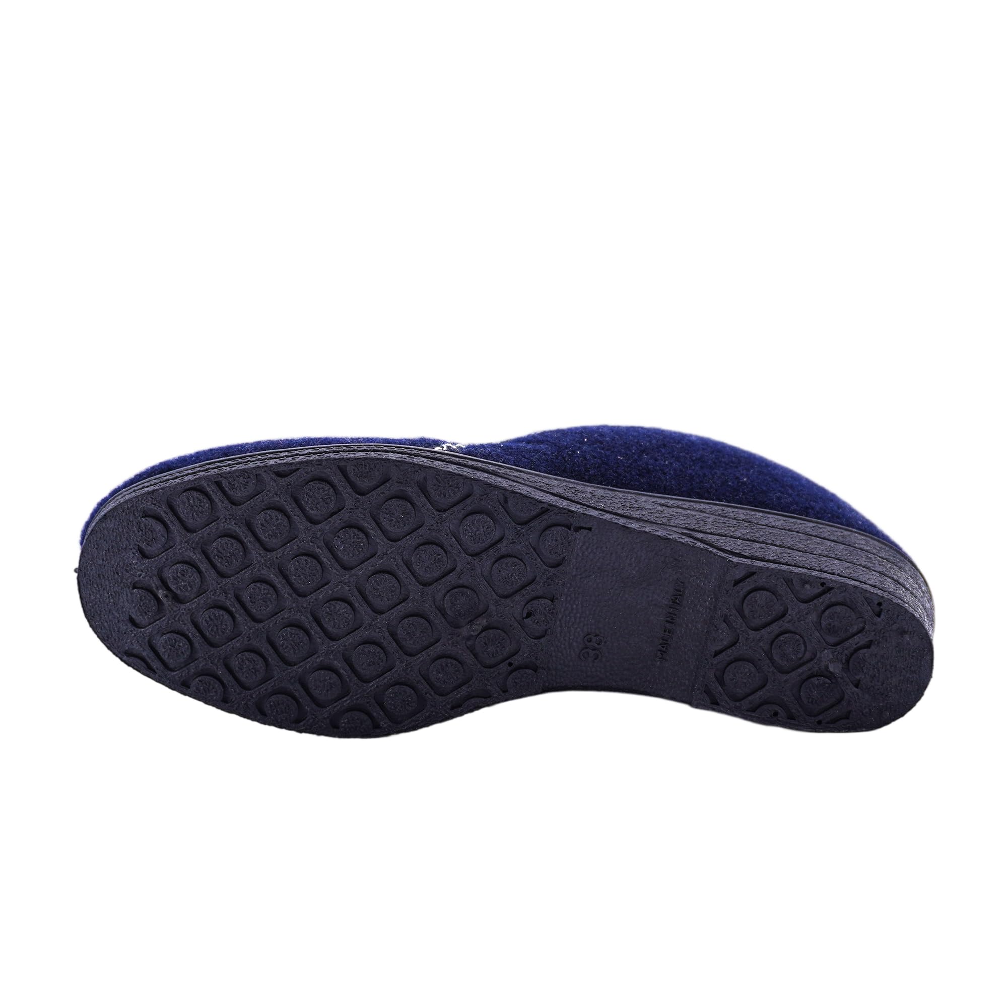 JOMIX Hausschuhe Damen Warm Gefüttert Pantoffeln Stiefelette Rutschfeste Gummisohle Hausstiefel mit Reißverschluss Knöchelhoch Filzoptik Made in Italy